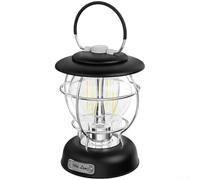 pour lanterne Rétro Portable USB-C 3 Couleurs Lumière pour | Charge pour rapide USB-C, 4000mAh, étanche IPX4, crochet métal, pour tente et randonnée(Diamond Black)