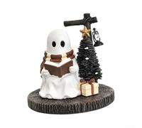 pour lanterne Specter Story Résine Blanche Plusieurs Tailles Six | Pour ambiance chaleureuse motifs sculptés raffinement artisanal idéale Halloween petites étagères tables