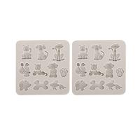 Pour le bricolage, pour la moisissure en silicone, 2pcs, la forme des animaux de dessin animé, une résistance à haute température, un outil fait main (Gris avec une toison intérieure noire)
