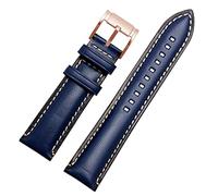 Pour le fossile BQ2363 / 2453 ME3099 3052 3054 FS5380 / 5453 FS4735 FS4812 STRAPE DE COHIDE VINTAGE VILLINE CUIR SHAURD 20 22 mm (Couleur: Blue Rose Gold, taille: 24 mm)