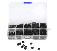 Pour le plastique, 180pcs ovale yeux plats nez poupée ours en peluche animaux en peluche bricolage fabrication jouets accessoires (180 pièces dans une boîte (noir)))