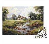 pour Le Pub Ou Le Café, Cottage by The River-1 Panneau Métallique Rétro 52x38cm/1000pcs, Décoration Murale pour Un Espace Récemment Aménagé