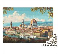 pour Le Pub Ou Le Café, Florence Cityscape Panneau Métallique Rétro 70x50cm/1000pcs, pour Décorer Le Pub, Le Café Et Le Coin Bar