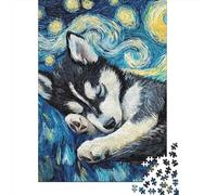 pour Le Pub Ou Le Café, Husky Puppy Starry Night Plaque en Métal Rustique 38x26cm/1000pcs, pour Aménager Le Pub, Le Café Et Le Coin Bar