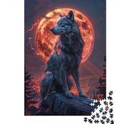 pour Le Pub Ou Le Café, Lone Wolf and Blood Moon Panneau Métallique Rétro 52x38cm/1000pcs, Décoration en Métal pour Le Pub, Le Café Et Le Coin Bar