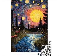 pour Le Pub Ou Le Café, Starry Night River Path Panneau Métallique Rétro 38x26cm/1000pcs, Cadeau De Noël pour Les Collectionneurs De Déco Murale