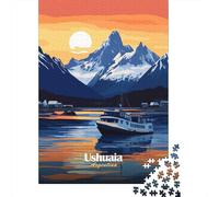 pour Le Pub Ou Le Café, Ushuaia Argentina Sunset Panneau Métallique Rétro 52x38cm/1000pcs, Cadeau De Noël pour Les Collectionneurs De Déco Murale