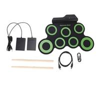 pour le tampon de batterie électronique, 7 coussinets d'entraînement, prise casque, rouleau en silicone pliable - avec pédale