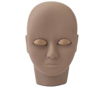 Pour les cils, pour la tête de mannequin, le caoutchouc réutilisable à touche doux, avec des paupières remplacées, pour une pratique d'extension des cils (Brun foncé)