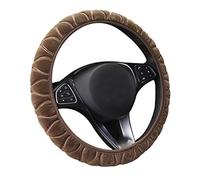 pour Les Couvre-Volants de Voiture universels Moelleux Noirs Couvre-Volant en Peluche Thermique d'hiver Housse de Volant(Brown)