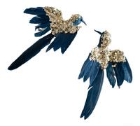 Pour les décorations de sapin de Noël avec fausses plumes en forme de colibri avec construction légère en mousse pour une suspension facile et des présentations saisonnières festives (bleu)