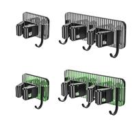 Pour les dommages - Armoire avec crochet de rangement pour buanderie et cuisine - Serpillière de salle de bain - Support mural peu encombrant et support pour balai (8,5 x 6 cm gris) (Champagne Double)