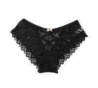 pour Les Femmes au Crochet Dentelle à Lacets évider sous-vêtements Culotte Shorty Femme Coton Lot Slip Coton Femme (Black, M)