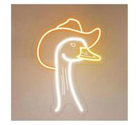 Pour les néons de décoration murale Lampe enseigne lumineuse néon avec chapeau d'oie et cowboy rigolo, 33 cm x 24(B)