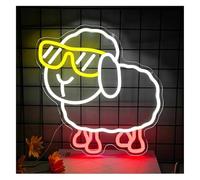 Pour les néons de décoration murale Lampe lumineuse LED en forme de mouton, néon, mignon, animal dessin animé, intensité variable 37 cm x 38