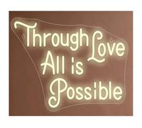 Pour les néons de décoration murale Lampe lumineuse néon « À travers l'amour, tout est possible » pour la décoration de chambre maison les fêtes (40 x 30 cm)(A)