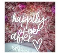 Pour les néons pour la décoration murale Happily Ever After LED pour néons enseignes de mariage anniversaire, décoration murale chambre à coucher intérieure Saint-Valentin(Blanc)