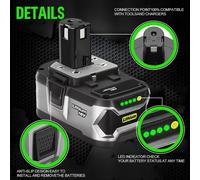 Pour les outils électriques à batterie Li-ion RYOBI 18V 8000mAh, compatibles avec P108 18V 8.0Ah One+ Plus P104 P107 RB18L50 RB18L20 P108 RYOBI 18V 6.0Ah 1PCS