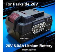 Pour les outils Parkside 20V, pour la scie à chaîne électrique Parkside, le perceuse électrique PAP 20 B3/PAP 20 A3/PAPS 208 A1, batterie Li-Ion 20V 6.0Ah 6000mah