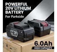 Pour les outils Parkside 20V, pour la scie à chaîne électrique Parkside, le perceuse électrique PAP 20 B3/PAP 20 A3/PAPS 208 A1, batterie Li-Ion 20V 6.0Ah 6000mah