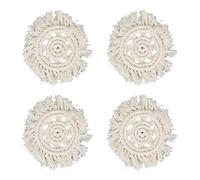 pour Les sous-Verres, 4pcs Coton Soft Light Solid Color Round Round Anticudd Traided Mat avec Gland, pour Le Rouge à lèvres Pot Bowl Café Tasse (Blanc)