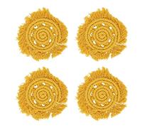 pour Les sous-Verres, 4pcs Coton Soft Light Solid Color Round Round Anticudd Traided Mat avec Gland, pour Le Rouge à lèvres Pot Bowl Café Tasse (Jaune)