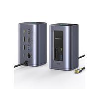 Baseus Docking Station, Nomos Air 12 in 1, Station d'accueil 2 Moniteurs avec 2 * 4K HDMI, USB-A/C 10Gbps, Ethernet 1 Gbps, 100W PD, HUB USB C pour Dell/HP/Lenovo/ASUS/Acer/Mac