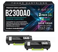 pour Lexmark B2338dw MB2338adw B2442dw MB2442adwe B2546dw MB2546adwe B2650dw MB2650adwe B2300A0 Noir Cartouches de Toner,B2300A0-2PC