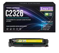 pour Lexmark C2326 XC2326 Cartouches de Toner Compatibles 24B7502 24B7499 24B7500 24B7501 Noir Cyan Jaune Magenta Toner avec Puce Haute capacité 6 000 Pages