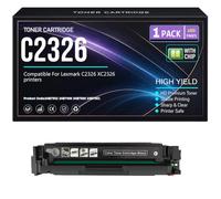 pour Lexmark C2326 XC2326 Cartouches de Toner Compatibles 24B7502 24B7499 24B7500 24B7501 Noir Cyan Jaune Magenta Toner avec Puce Haute capacité 6 000 Pages