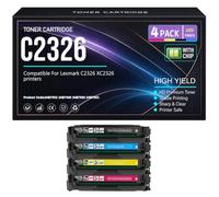 pour Lexmark C2326 XC2326 Cartouches de Toner Compatibles 24B7502 24B7499 24B7500 24B7501 Noir Cyan Jaune Magenta Toner avec Puce Haute capacité 6 000 Pages