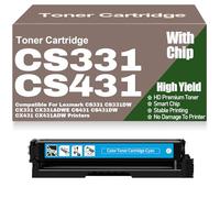 pour Lexmark Cartouches de Toner compatibles Haute capacité CS331 CS331DW CX331 CX331ADWE CS431 CS431DW CX431 CX431ADW avec Puce 20N20C0 20N20K0 20N20M0 20N20Y0,Cyan-CS331