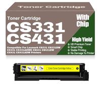 pour Lexmark Cartouches de Toner compatibles Haute capacité CS331 CS331DW CX331 CX331ADWE CS431 CS431DW CX431 CX431ADW avec Puce 20N20C0 20N20K0 20N20M0 20N20Y0,Yellow-CS331