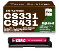 pour Lexmark Cartouches de Toner CS331 CS431 CX331 CX431 avec Puce Compatible 20N20C0 20N20K0 20N20M0 20N20Y0 pour Lexmark CS331DW CX331ADWE CS431DW CX431ADW Imprimantes,Magenta-CS331