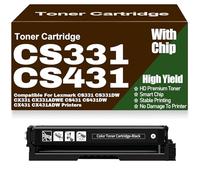 pour Lexmark Cartouches de Toner CS331 CS431 CX331 CX431 avec Puce Compatible 20N20C0 20N20K0 20N20M0 20N20Y0 pour Lexmark CS331DW CX331ADWE CS431DW CX431ADW Imprimantes,Black-CS331