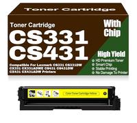 pour Lexmark Cartouches de Toner CS331 CS431 CX331 CX431 avec Puce Compatible 20N20C0 20N20K0 20N20M0 20N20Y0 pour Lexmark CS331DW CX331ADWE CS431DW CX431ADW Imprimantes,Yellow-CS331