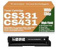pour Lexmark Cartouches de Toner CS331 CS431 CX331 CX431 Noir Jaune Magenta Cyan Compatibles pour Lexmark CS331 CS331DW CX331 CX331ADWE CS431 CS431DW CX431 CX431ADW,Black-CS331