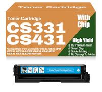 pour Lexmark Cartouches de Toner CS331 CS431 CX331 CX431 Noir Jaune Magenta Cyan Compatibles pour Lexmark CS331 CS331DW CX331 CX331ADWE CS431 CS431DW CX431 CX431ADW,Cyan-CS331