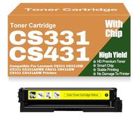 pour Lexmark Cartouches de Toner CS331 CS431 CX331 CX431 Noir Jaune Magenta Cyan Compatibles pour Lexmark CS331 CS331DW CX331 CX331ADWE CS431 CS431DW CX431 CX431ADW,Yellow-CS331