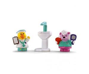 pour Little People : Mouton Coiffeur et Canard Docteur - accesoire Mini Monde Enfant - Personnage - Set 2 Figurines avec 1 Carte - Jouet 1er Age