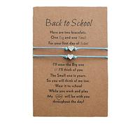 Pour Lune En Breloques Anneaux cadeau bracelet plus carte retour à l'école cadeaux mère fille bracelet ensemble pour 2 premiers jours d'école bracelet maman et moi Bracelets (Sky Blue, One Size)