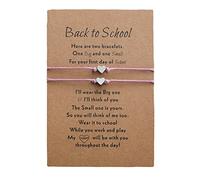 Pour Lune En Breloques Anneaux cadeau bracelet plus carte retour à l'école cadeaux mère fille bracelet ensemble pour 2 premiers jours d'école bracelet maman et moi Bracelets Largeur (Pink, One Size)