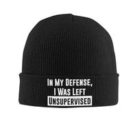 pour ma défense, J'Ai été laissé sans Surveillance. Bonnet, Cadeau, Homme, Bonnet d'hiver, Femme, Bonnet tricoté, Noir.