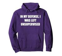 pour ma défense, J'Ai été laissé sans Surveillance Sweat à Capuche, Unisexe pour Adultes, Violet, XL