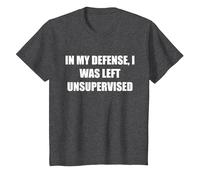 pour ma défense, J'Ai été laissé sans Surveillance T-Shirt, Enfant, Chiné Foncé, 6 Ans