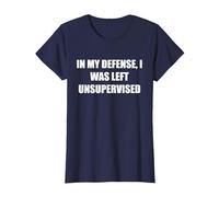 pour ma défense, J'Ai été laissé sans Surveillance T-Shirt, Femme, Bleu Marine, XL