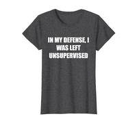 pour ma défense, J'Ai été laissé sans Surveillance T-Shirt, Femme, Chiné Foncé, XL