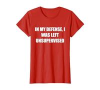 pour ma défense, J'Ai été laissé sans Surveillance T-Shirt, Femme, Rouge, XL
