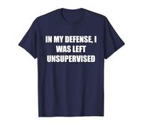 pour ma défense, J'Ai été laissé sans Surveillance T-Shirt, Homme, Bleu Marine, 6XL