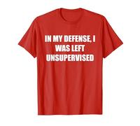pour ma défense, J'Ai été laissé sans Surveillance T-Shirt, Homme, Rouge, XL